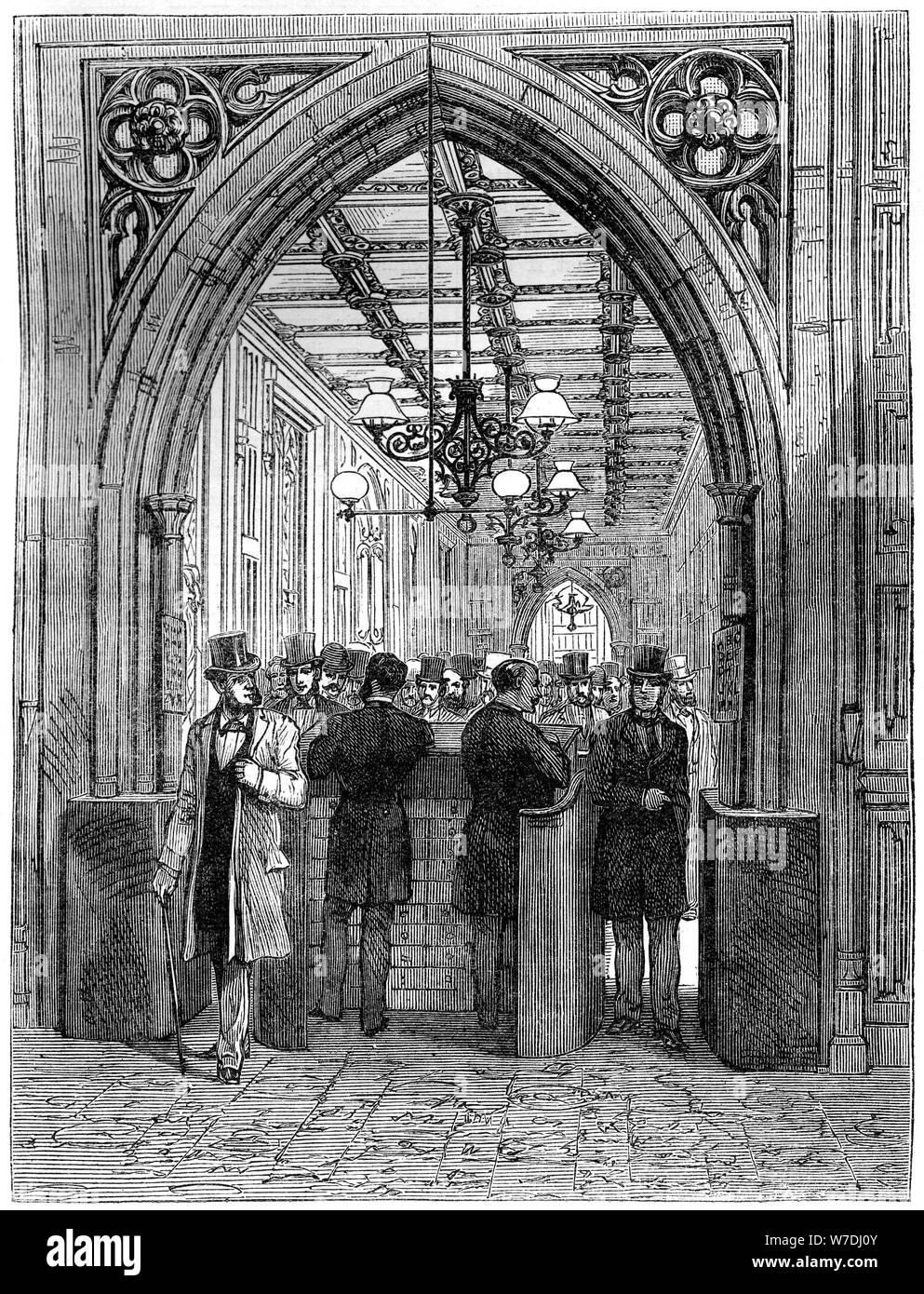 Division barrier and lobby, House of Commons, Westminster, London, 19th century. Artist: Unknown Stock Photo
