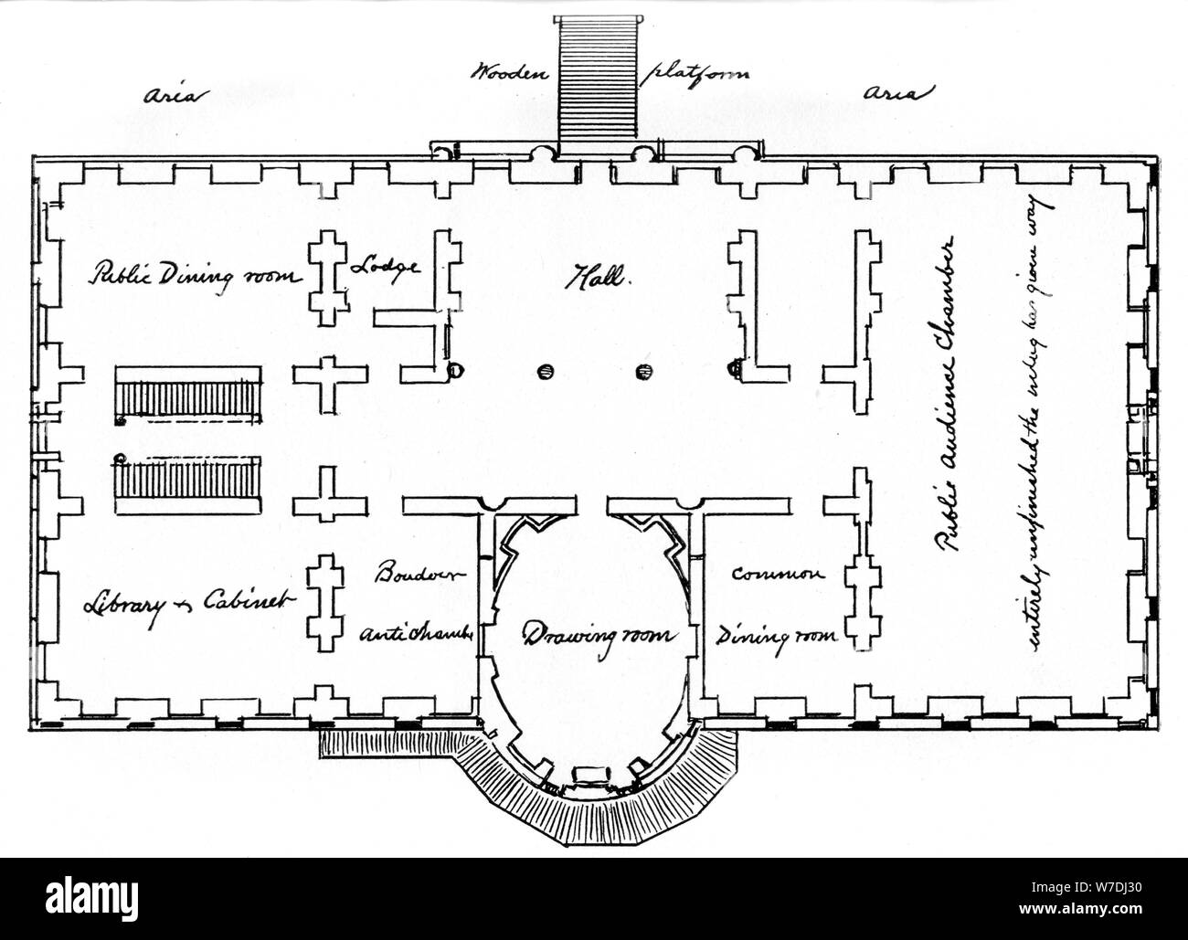 Hoban's original plans for the White House, 18th century (1908). Artist: Unknown Stock Photo