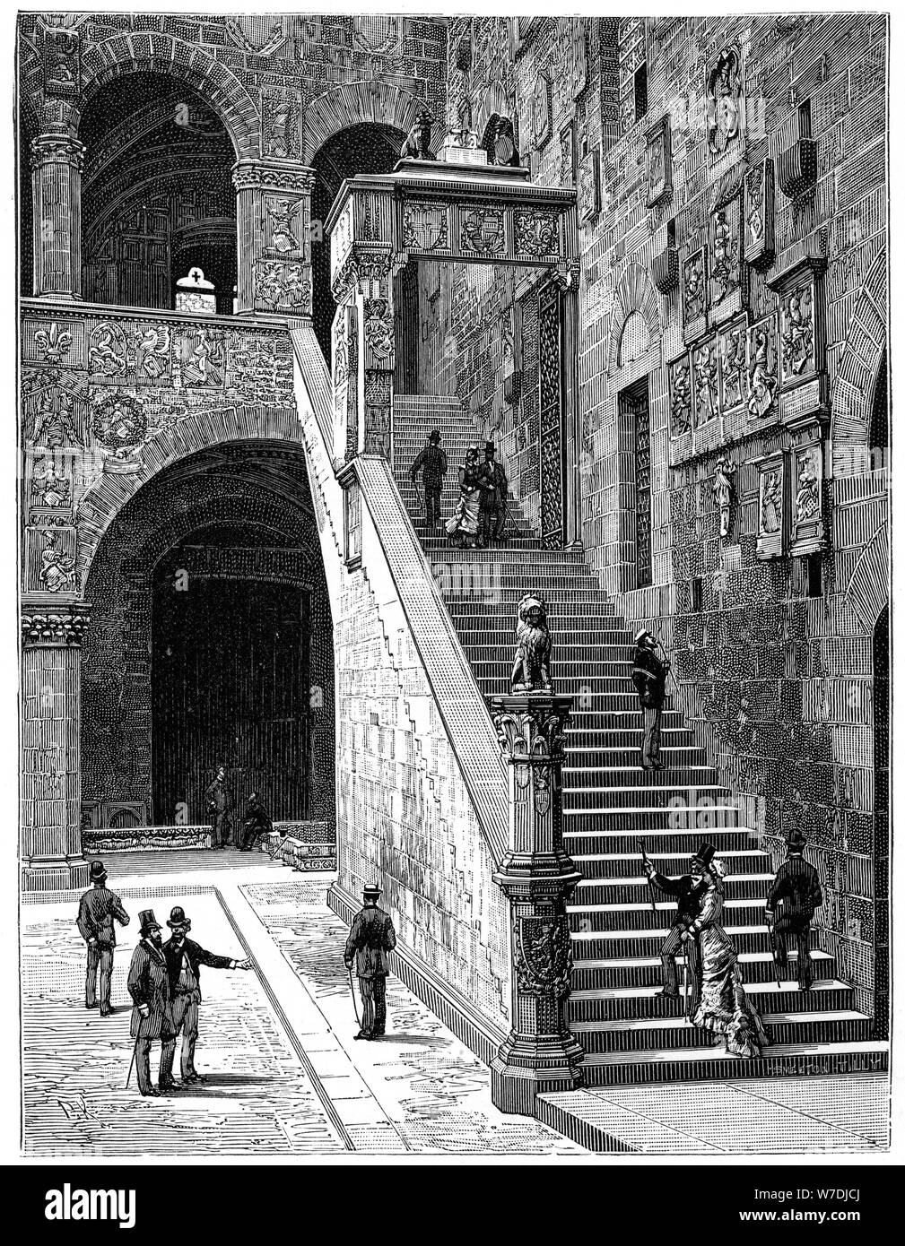 The courtyard of the Bargello, Florence, Italy, 1882. Artist: Unknown Stock Photo