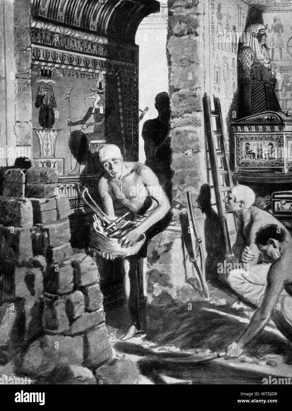 The final interior decoration and sealing of Tutankhamun's tomb, Egypt, 1325 BC (1933-1934). Artist: Unknown Stock Photo