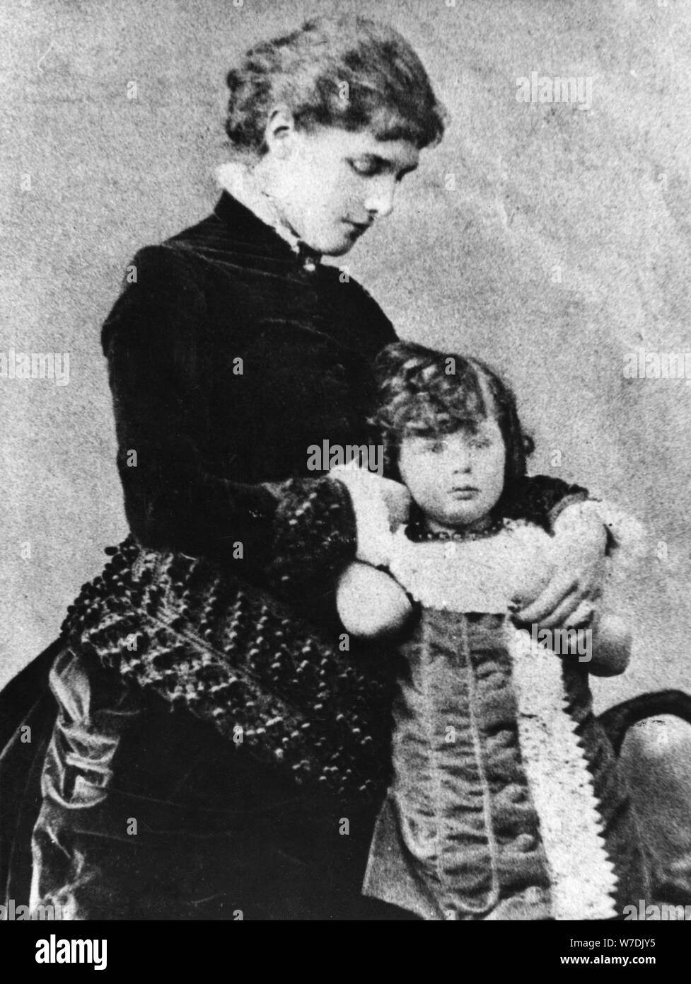 Winston Churchill (1874-1965) with his mother, Lady Randolph Churchill (1854-1921), 1870s. Artist: Unknown Stock Photo