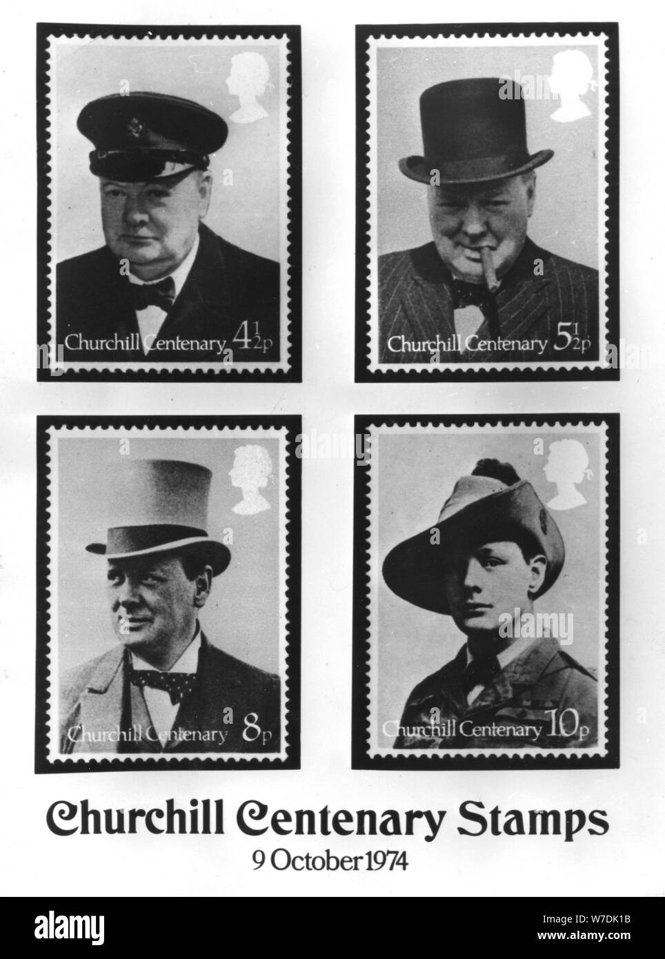 British Commemorative Postage Stamp Black and White Stock Photos