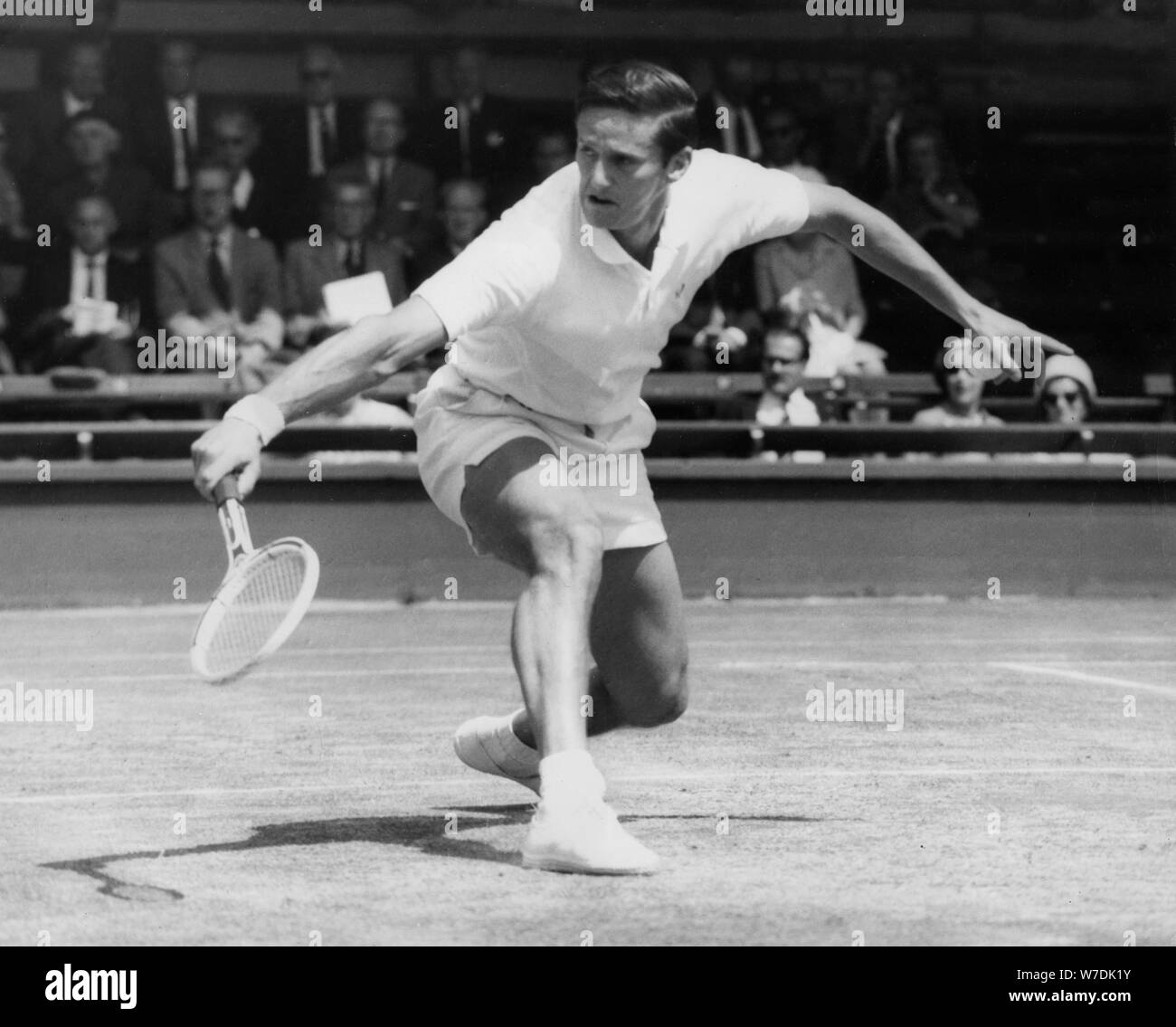 Roy Emerson, Australian tennis player, in action at Wimbledon, 1964.  Artist: Unknown Stock Photo - Alamy