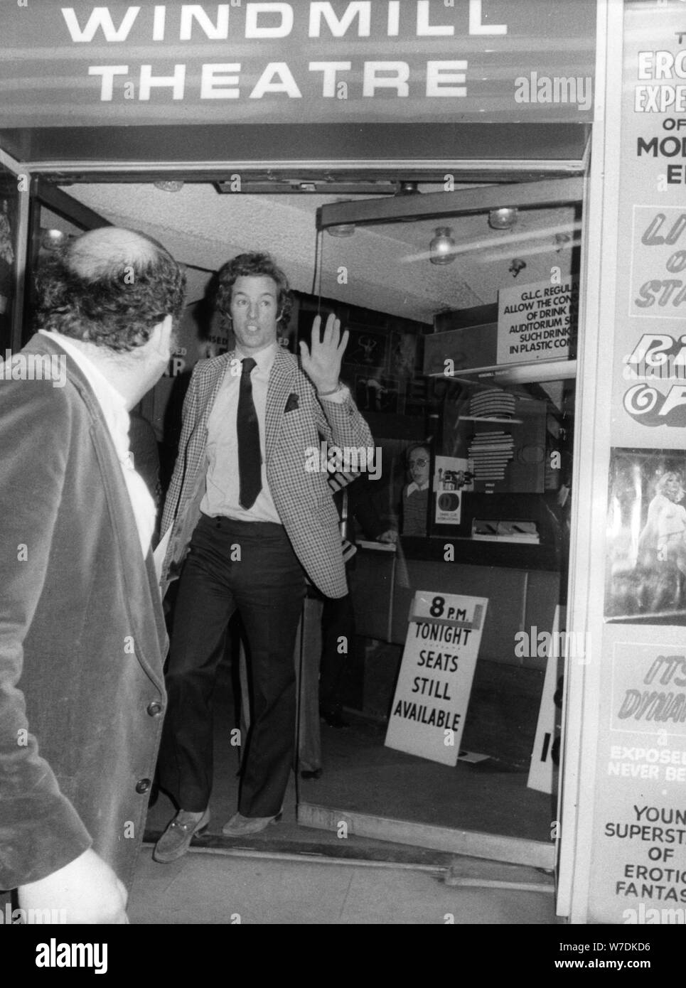 Mark Thatcher leaving the Windmill Theatre, London, 16th February 1980. Artist: Unknown Stock Photo