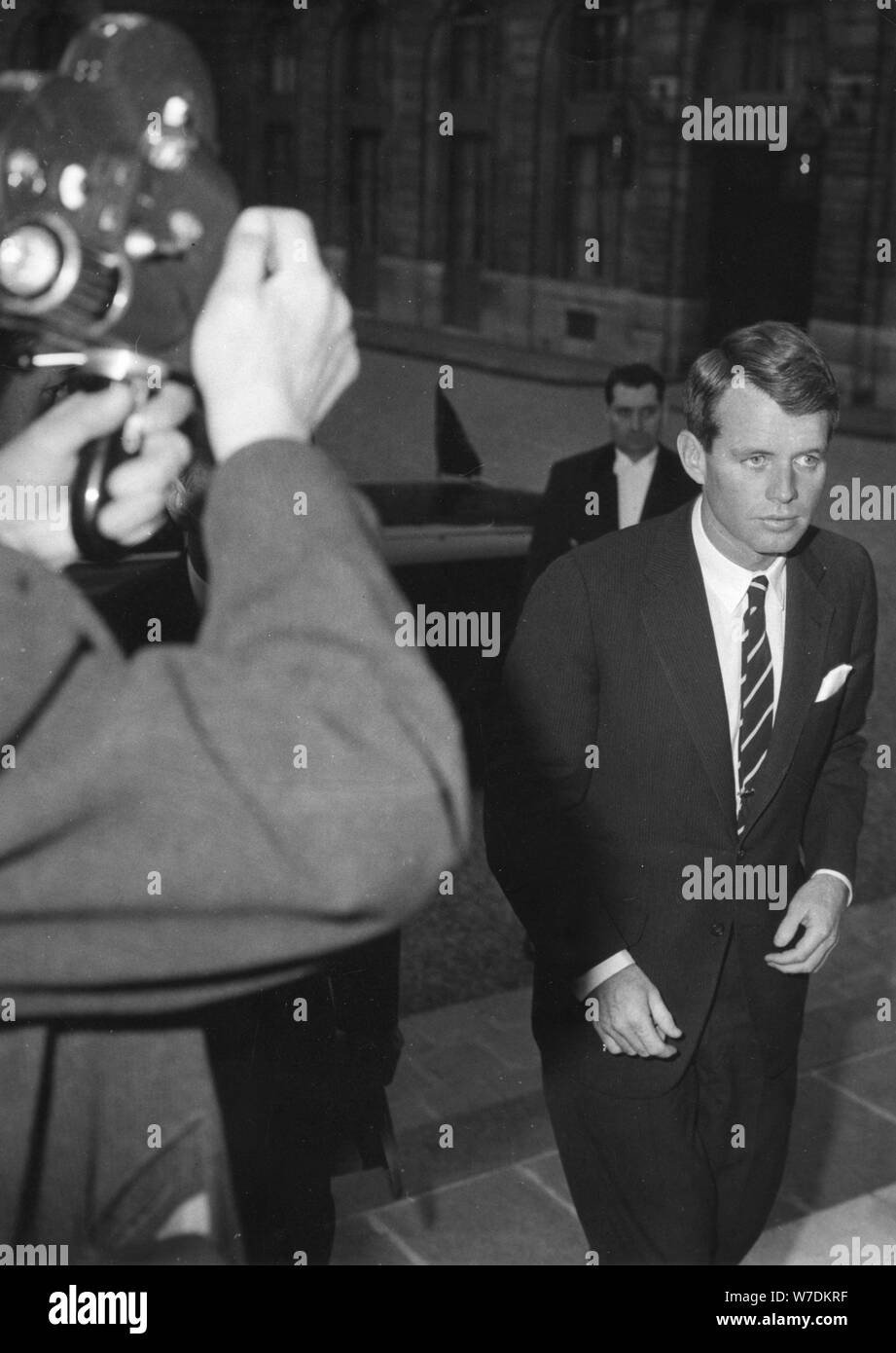 US Attorney General, Robert Kennedy arriving to meet Charles de Gaulle, Paris. Artist: Unknown Stock Photo