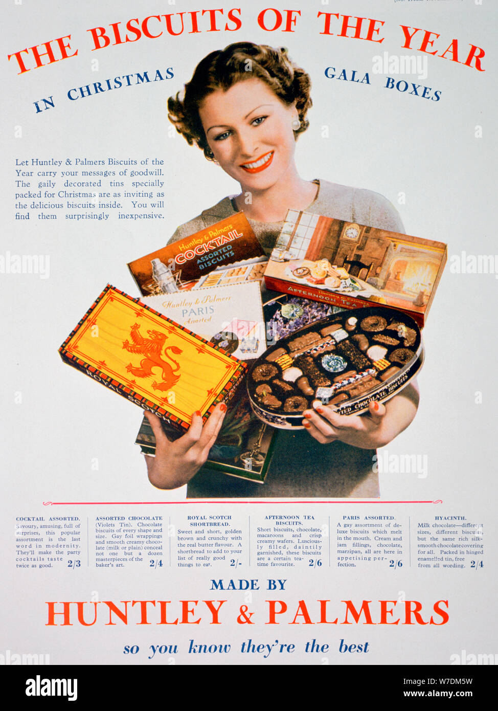 Christmas advert for Huntley and Palmers biscuits, 1935. Artist: Unknown Stock Photo