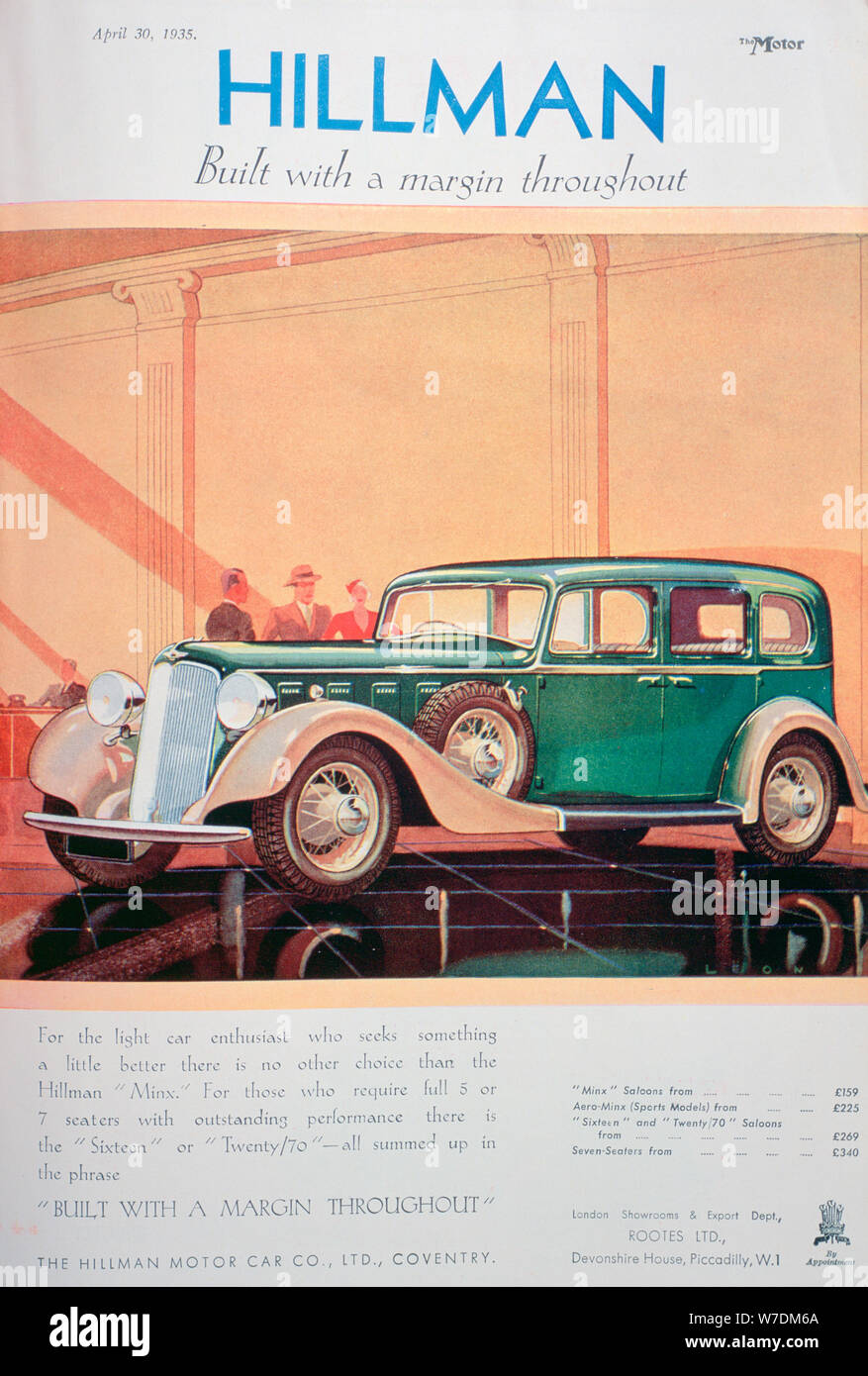 Advert for Hillman motor cars, 1935. Artist: Unknown Stock Photo
