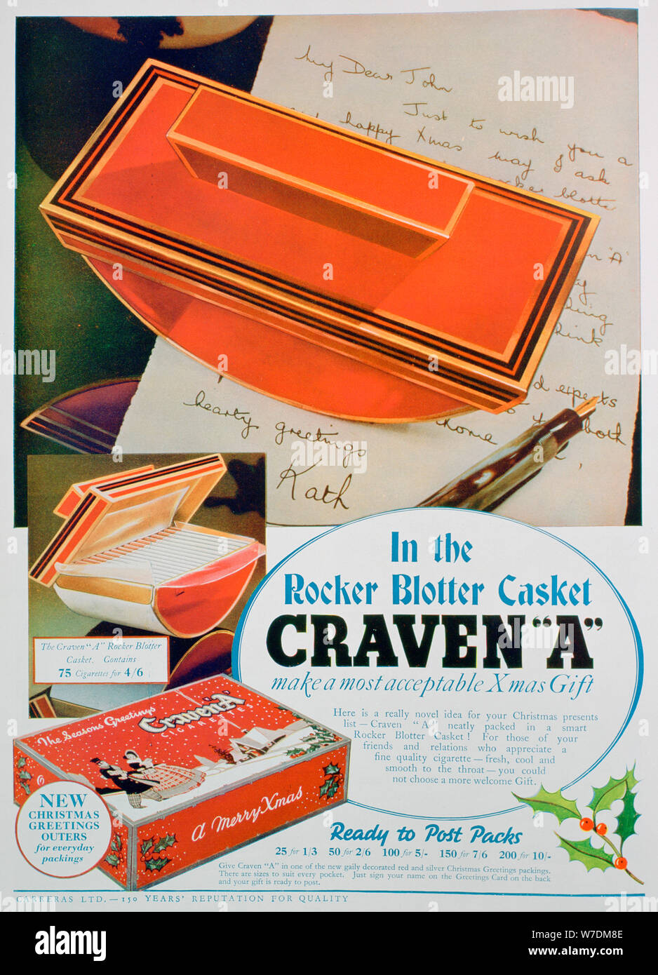 Advert for Craven 'A' cigarettes, 1936. Artist: Unknown Stock Photo