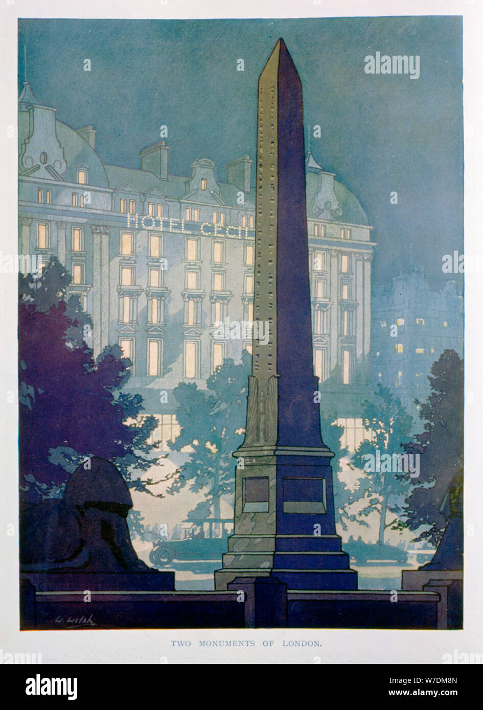 'Two Monuments of London', advert for the Hotel Cecil, 1925. Creator: W Welsh. Stock Photo