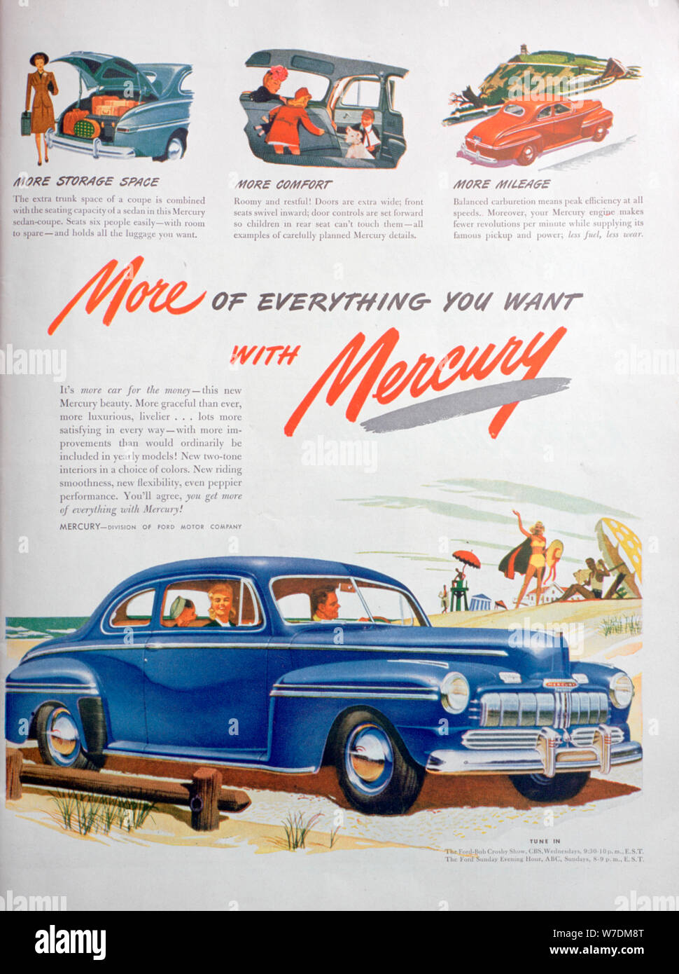 Advert for Mercury motor cars, 1946. Artist: Unknown Stock Photo