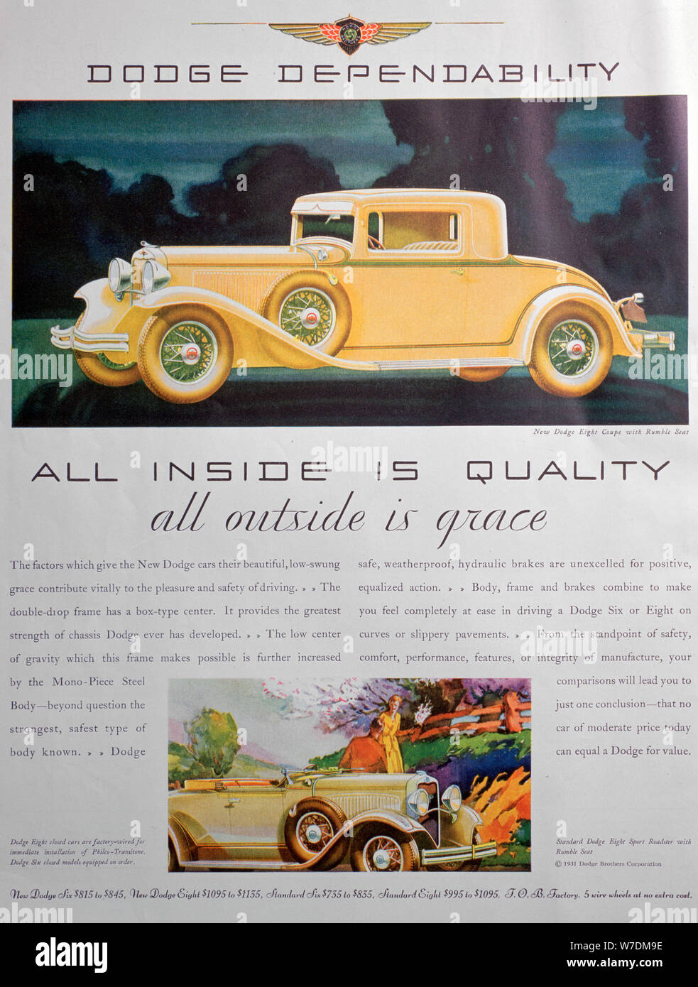 Advert for Dodge cars, 1931. Artist: Unknown Stock Photo