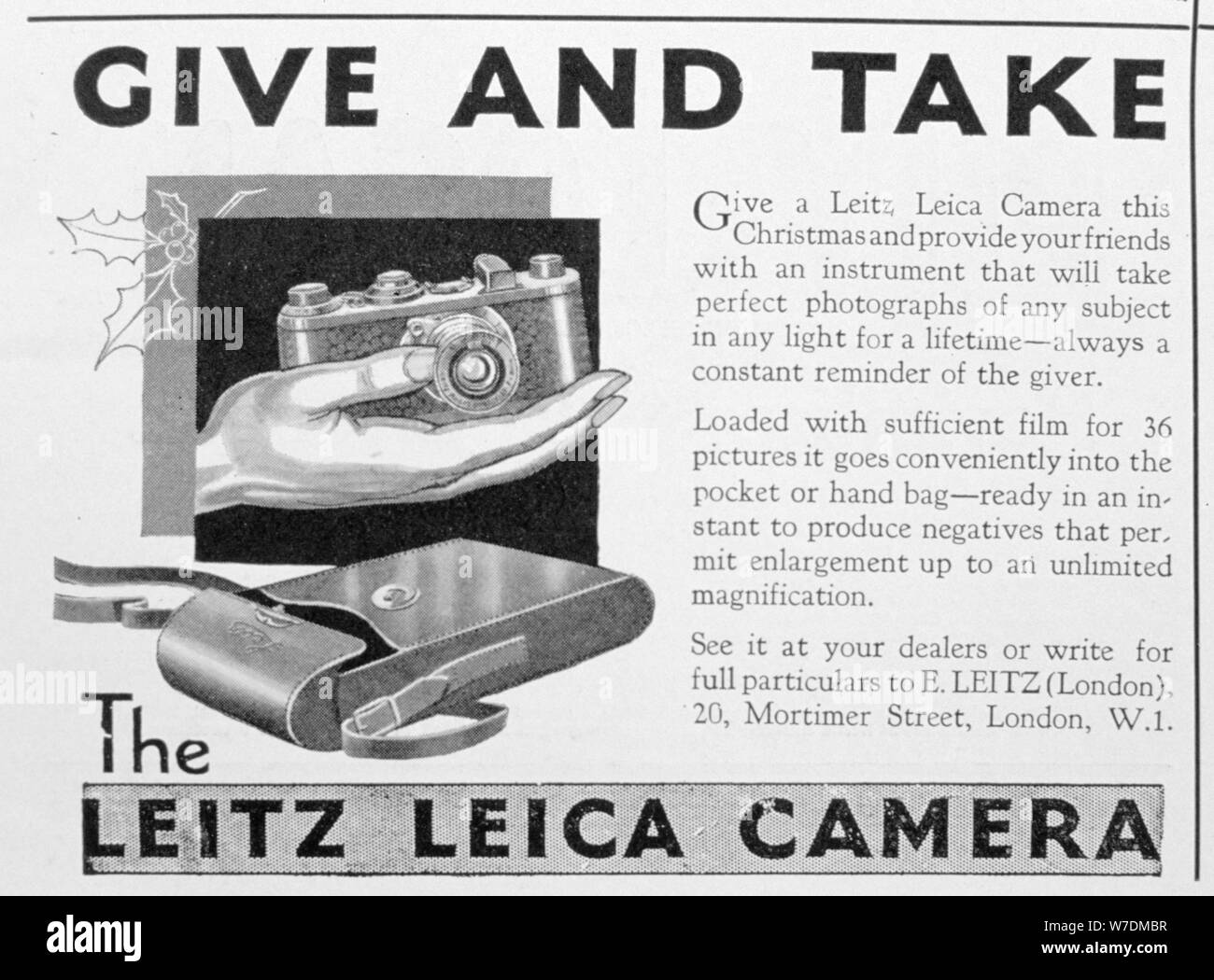 Leitz Leica camera advert, late 1920s. Artist: Unknown Stock Photo