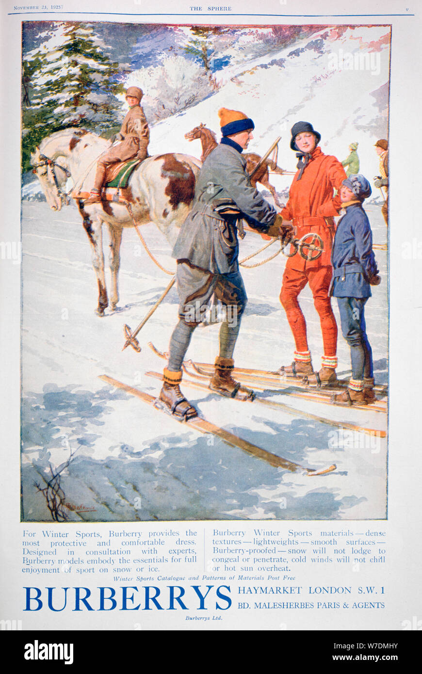 Advert for Burberry winter sports dress, 1925. Artist: Unknown Stock Photo  - Alamy