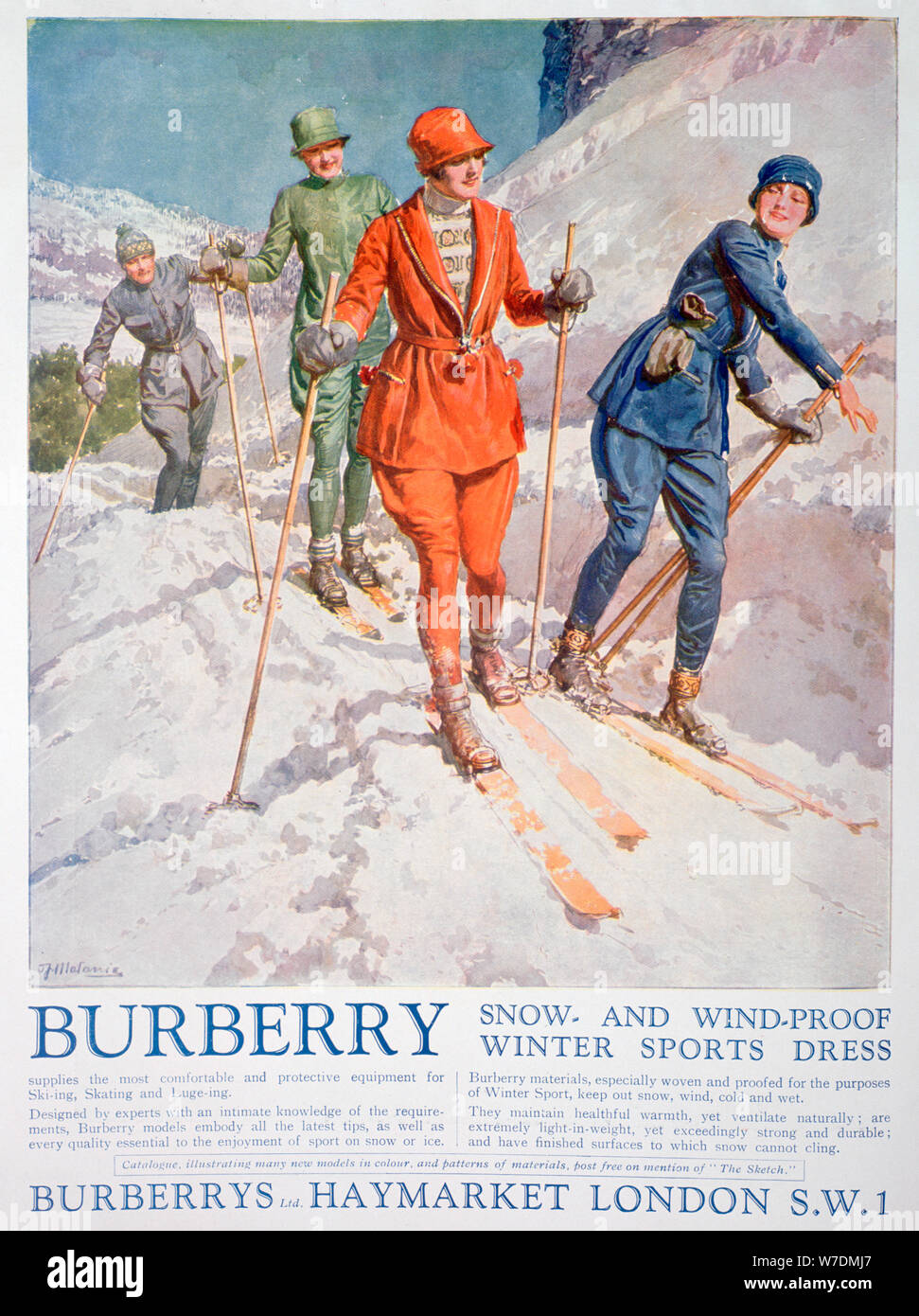 Advert for Burberry winter sports dress, 1927. Artist: Unknown Stock Photo  - Alamy