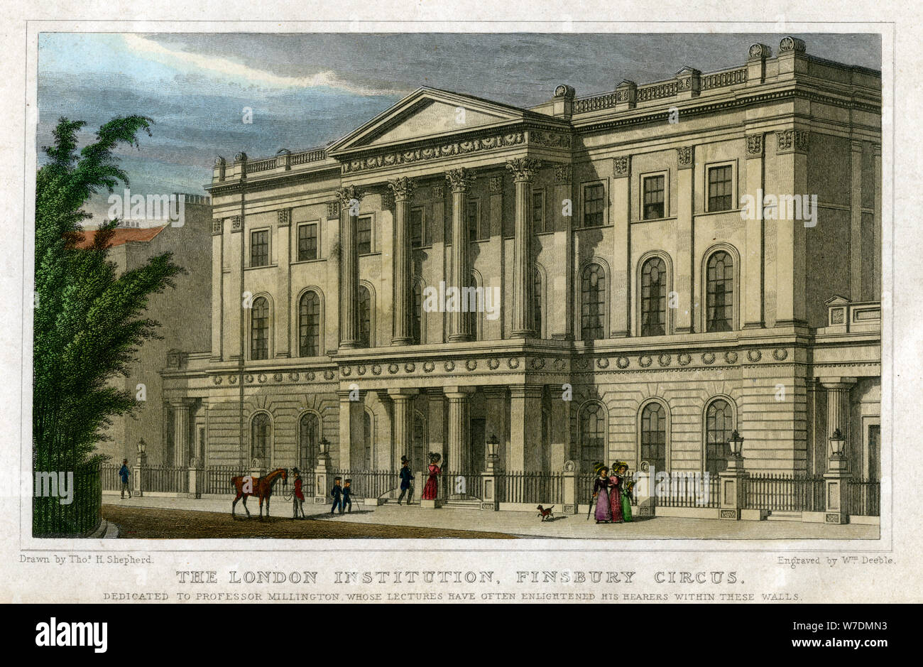 The London Institution, Finsbury Circus, London, c1827.Artist: William Deeble Stock Photo