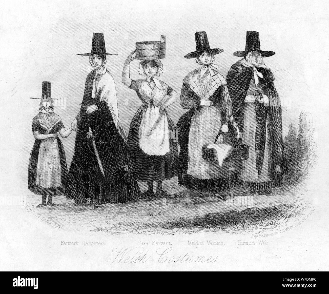 Traditional Welsh costume, 19th century.Artist Newman & Co Stock Photo