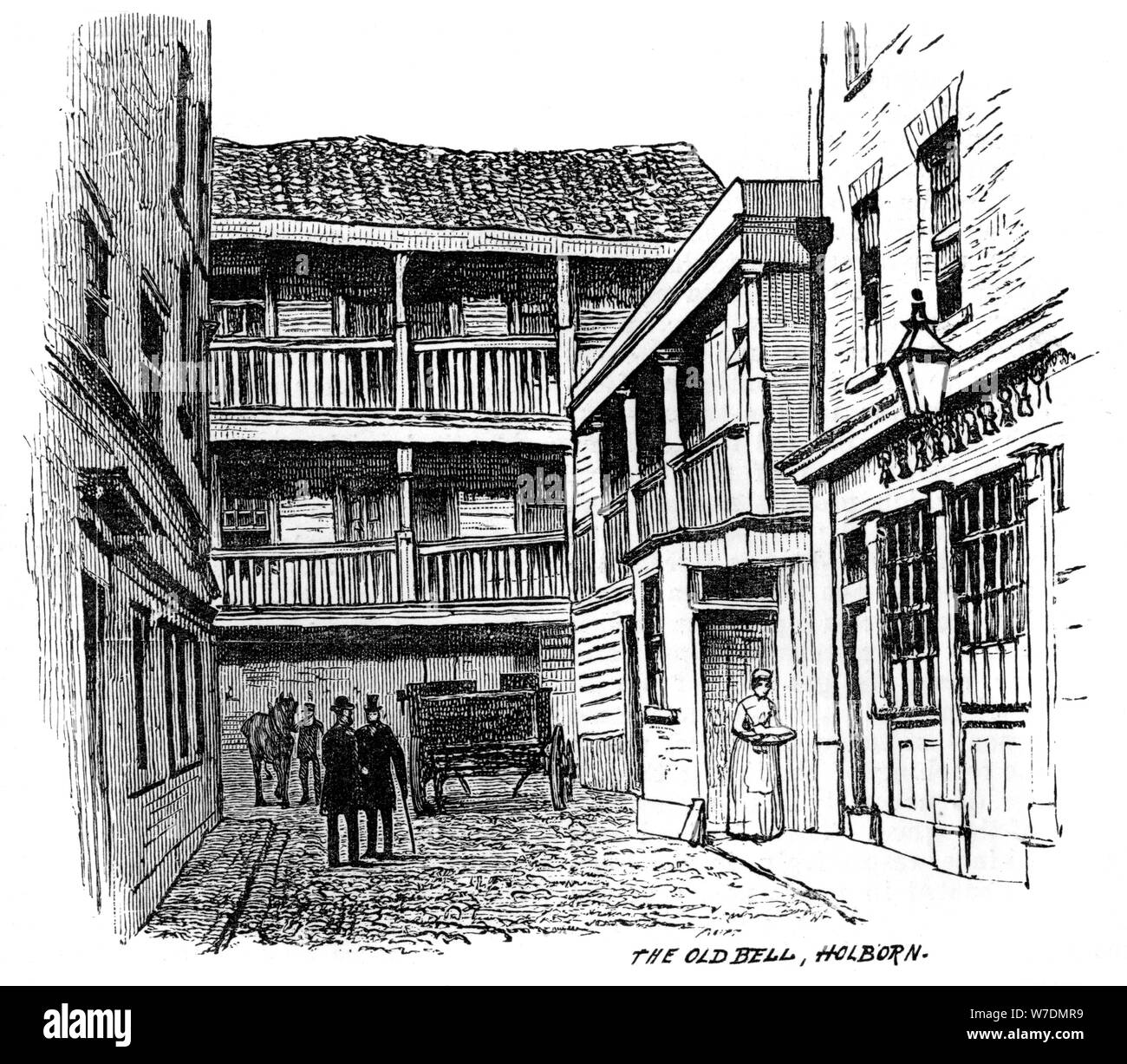 The Old Bell coaching inn, Holborn, London, 1887. Artist: Unknown Stock Photo