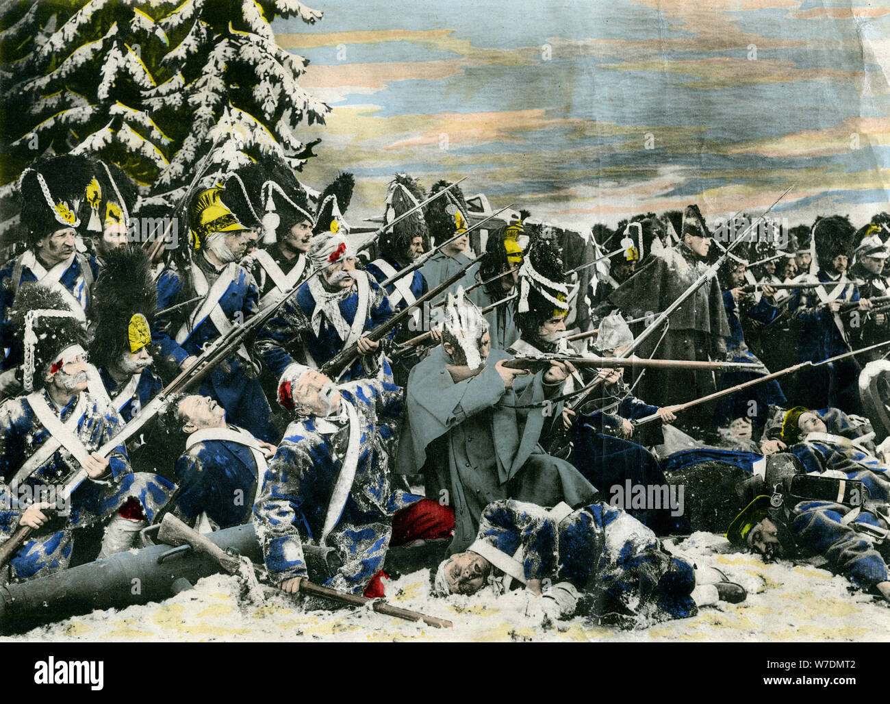 Photographic representation of the Battle of Austerlitz. Artist: Unknown Stock Photo