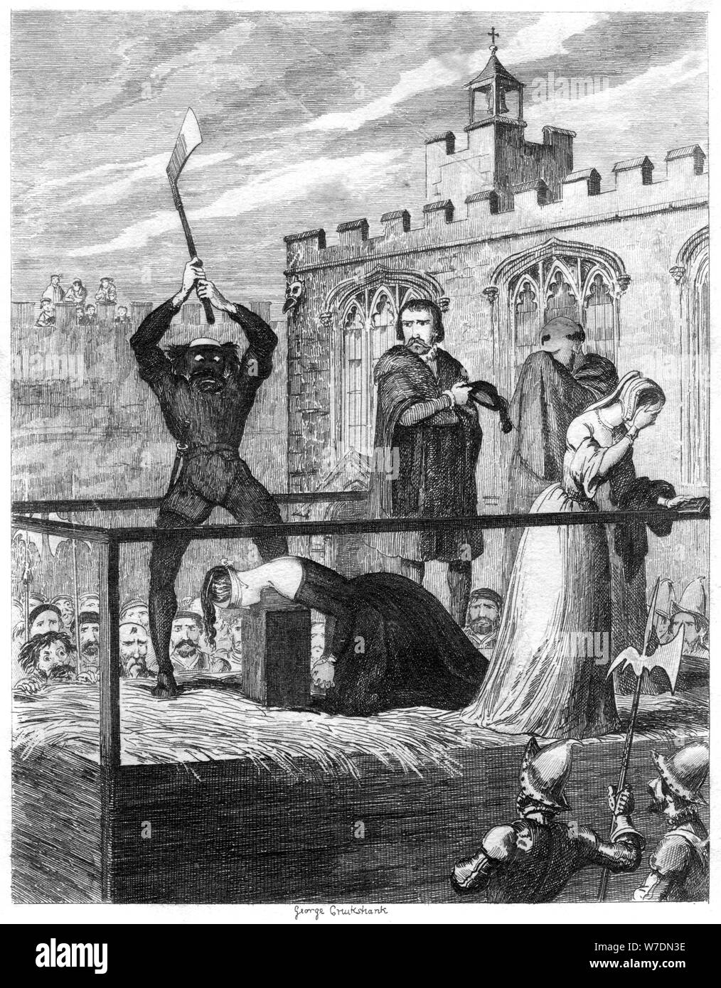 The execution of Lady Jane Grey, 1554 (1840). Artist: George Cruikshank Stock Photo