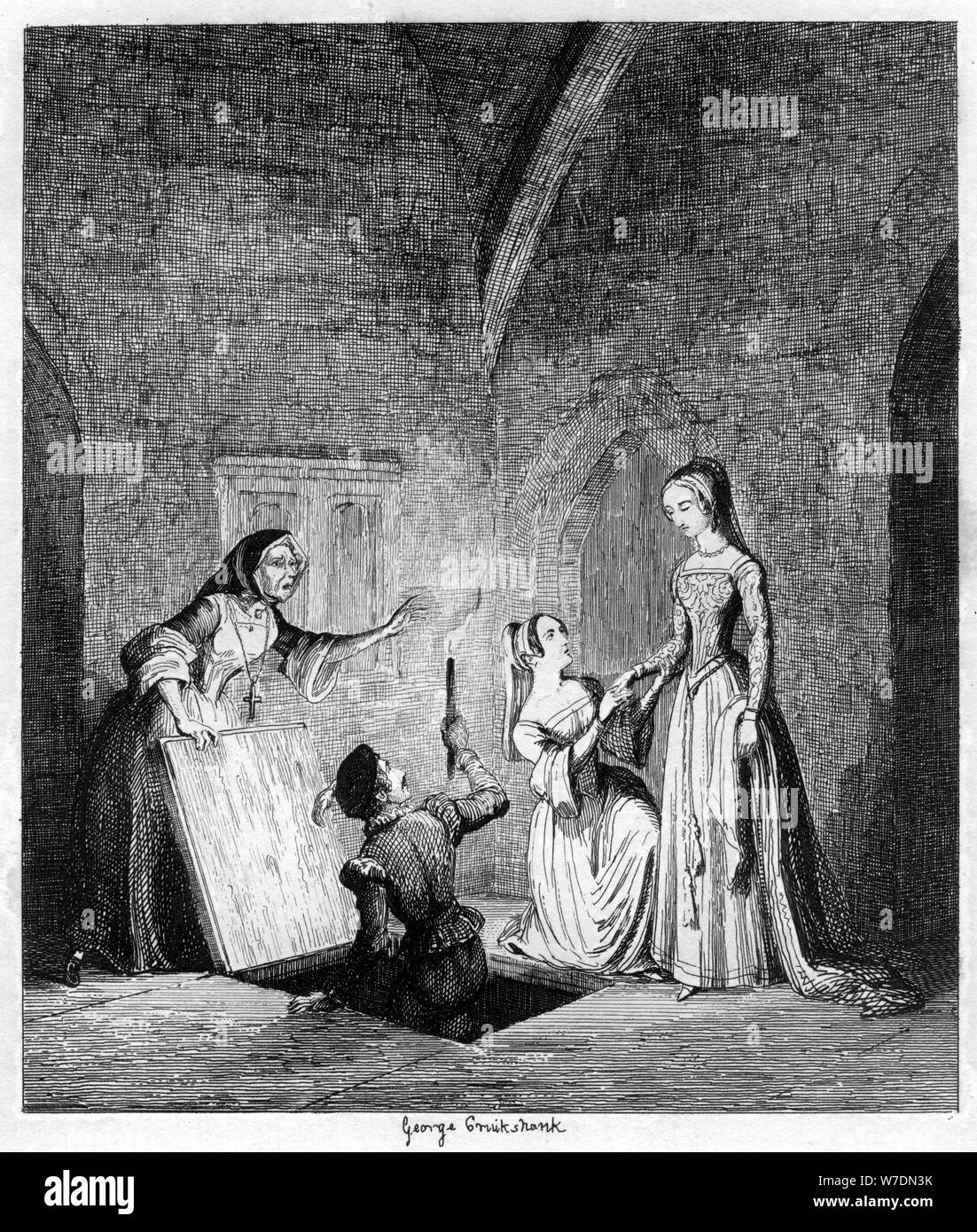 Queen Jane's flight from the Tower, 1553 (1840). Artist