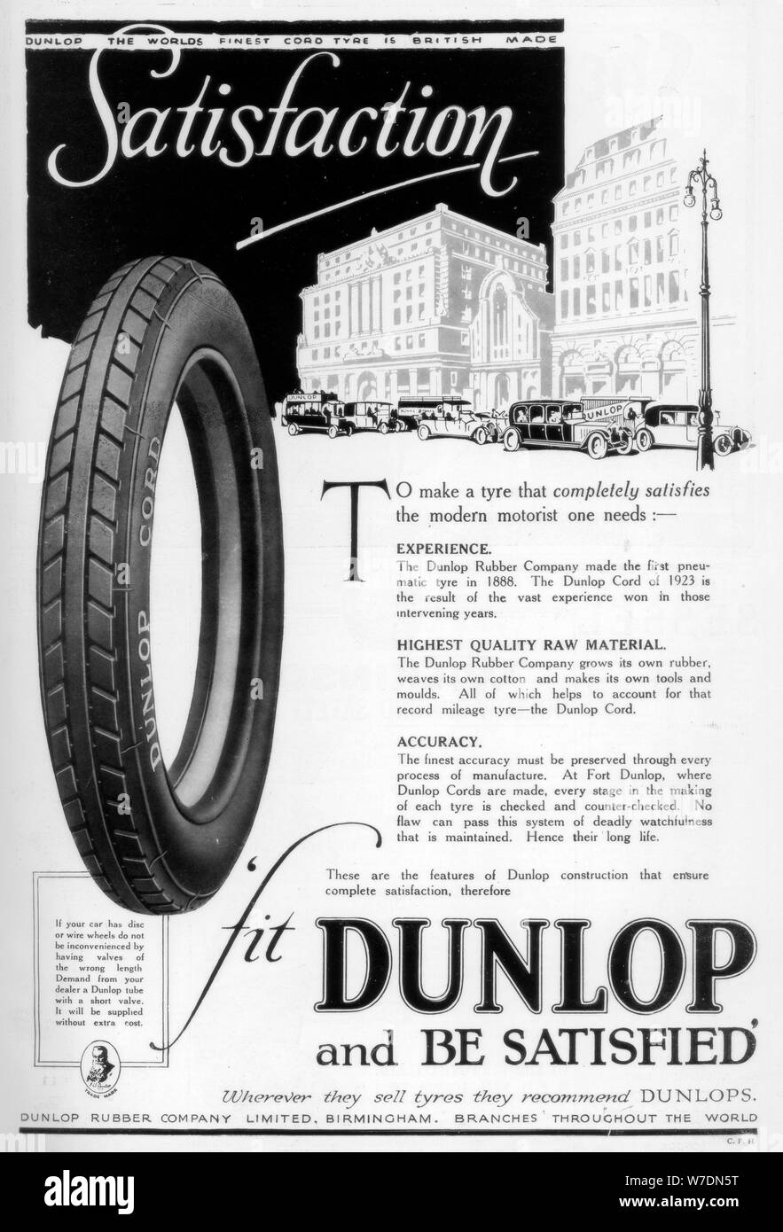 Dunlop advertisment, 1923. Artist: Unknown Stock Photo