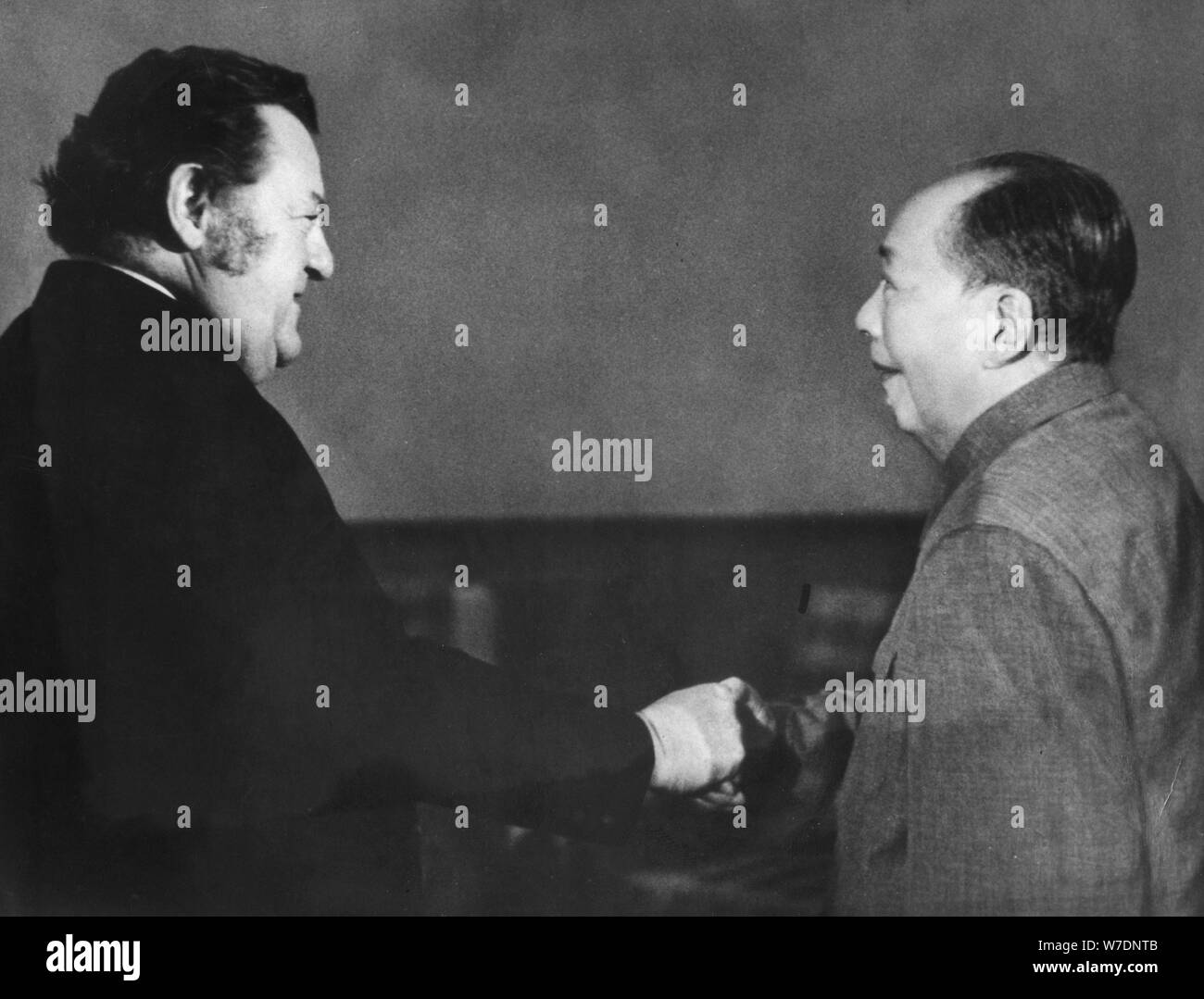German politician Franz Josef Strauss meeting Chairman Mao Zedong in China, 1975. Artist: Unknown Stock Photo
