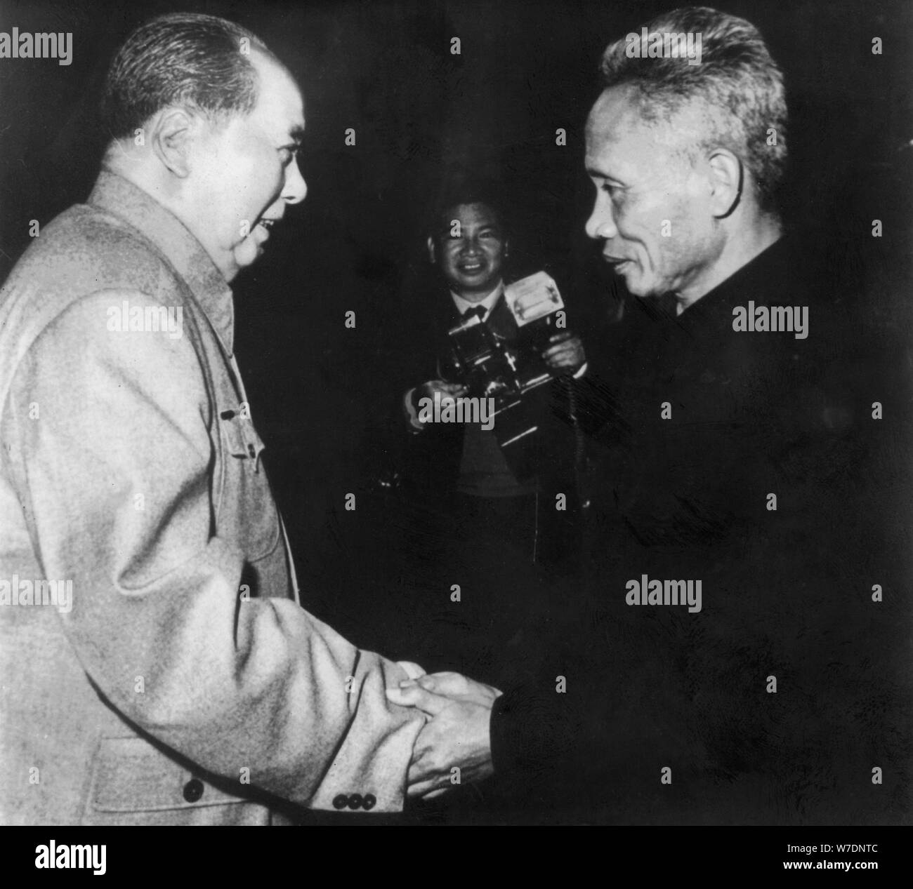 Pham Van Dong, Prime Minister of North Vietnam meeting Chairman Mao Zedong in Beijing. Artist: Unknown Stock Photo