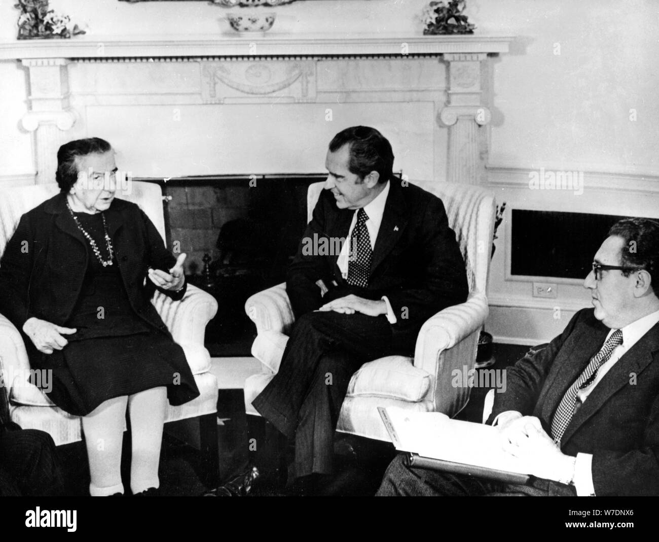 Golda Meir Richard Nixon And Henry Kissinger At The White House