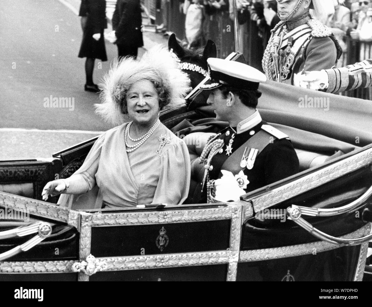 The Queen Mother and Prince Charles, London, 1980. Artist: Unknown Stock Photo