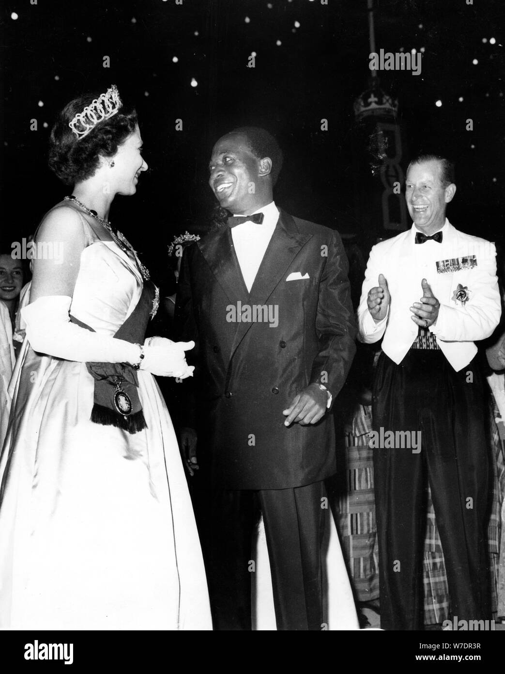 Queen Elizabeth II with Dr Kwame Nkrumah at a gala ball, Accra, Ghana, c1960s. Creator: Unknown. Stock Photo