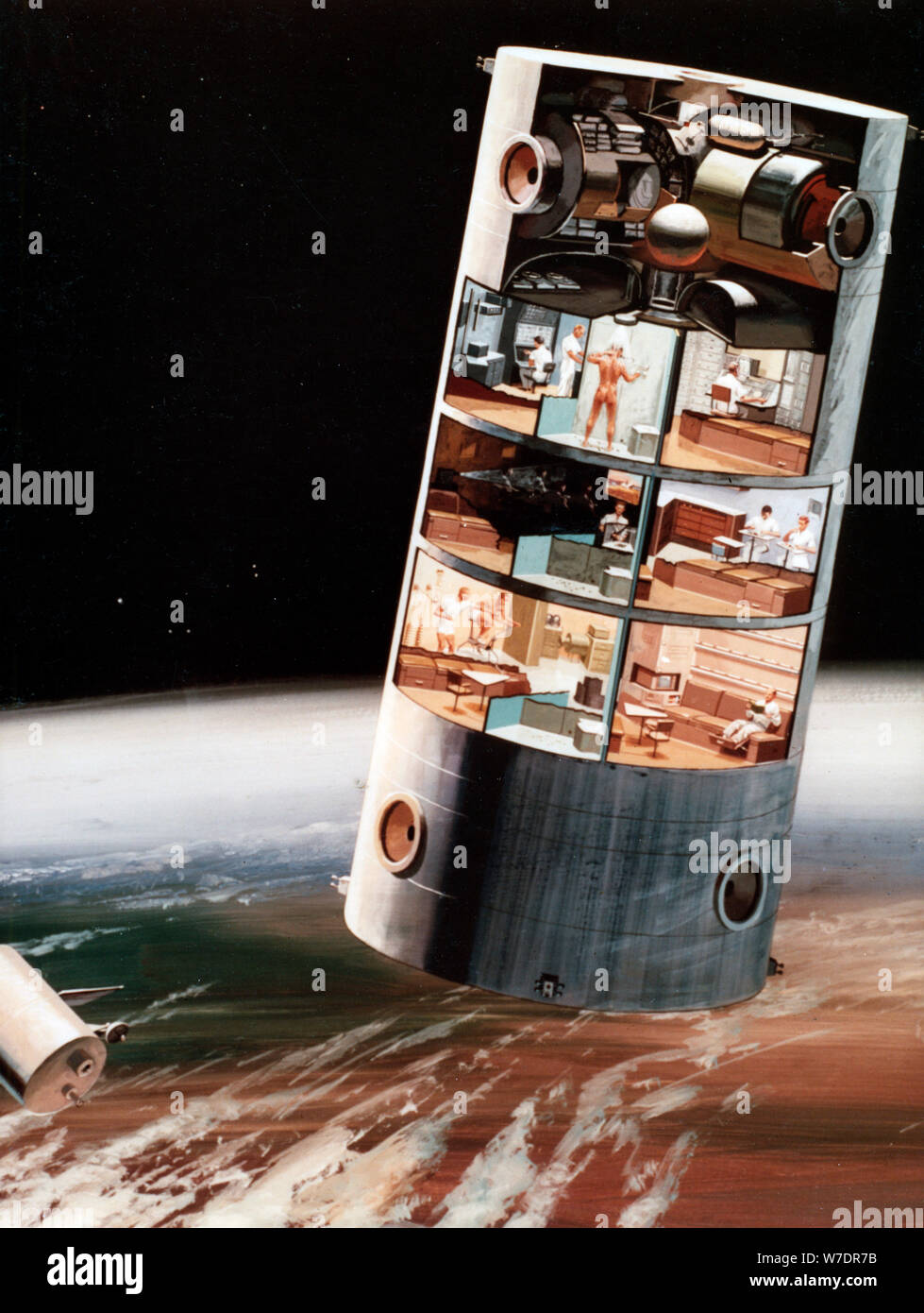 A futuristic view of living in space, c1970s.Artist NASA Stock Photo