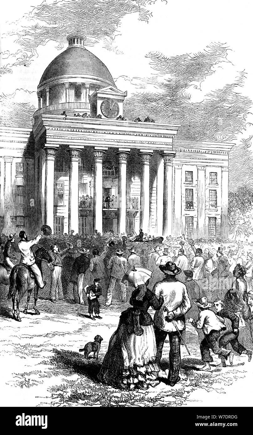 Inauguration of Jefferson Davis, Montgomery, Alabama, 1861 (c1880). Artist: Unknown Stock Photo