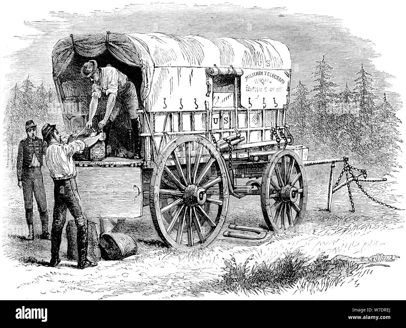 US military telegraph wagon, American Civil War, 1861-1865 (c1880). Artist: Unknown Stock Photo