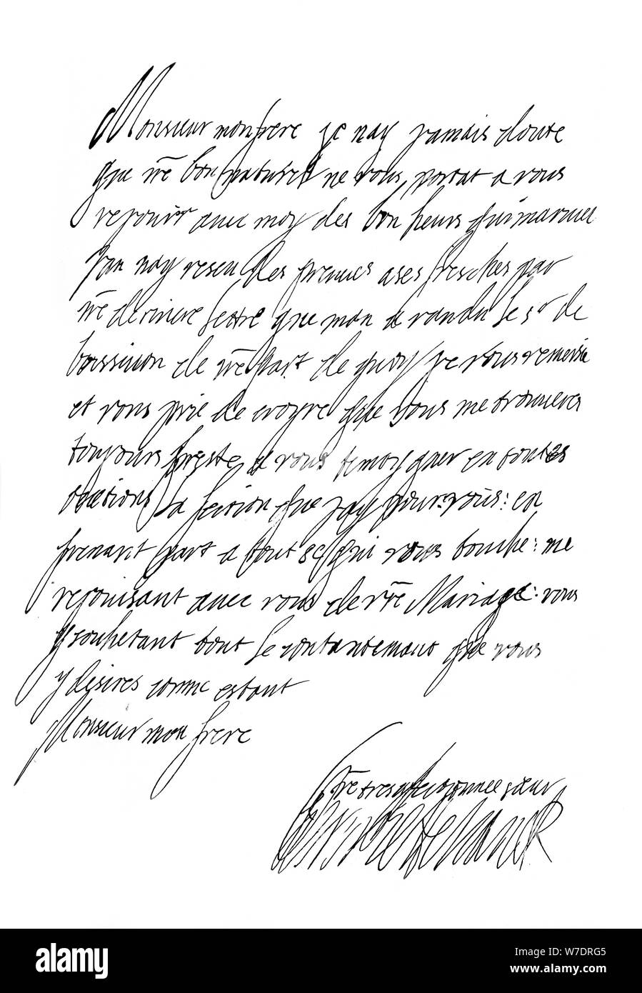 Letter by Henrietta Maria, Queen of Charles I, 17th century (1865).Artist: Frederick George Netherclift Stock Photo