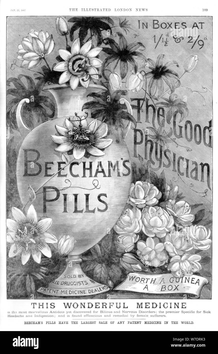 Advertisement for Beecham's Pills, 1887. Artist: Unknown Stock Photo ...