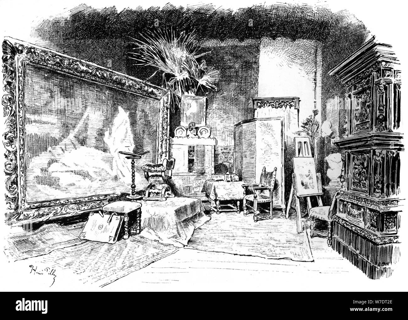 The studio of Karl von Piloty, c1880-1882. Artist: Unknown Stock Photo