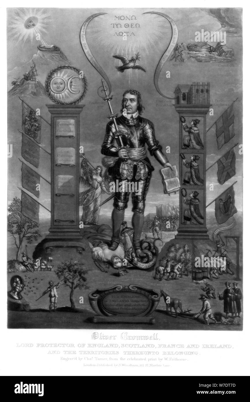 Oliver Cromwell, English soldier and statesman, (1816).Artist: Charles Turner Stock Photo