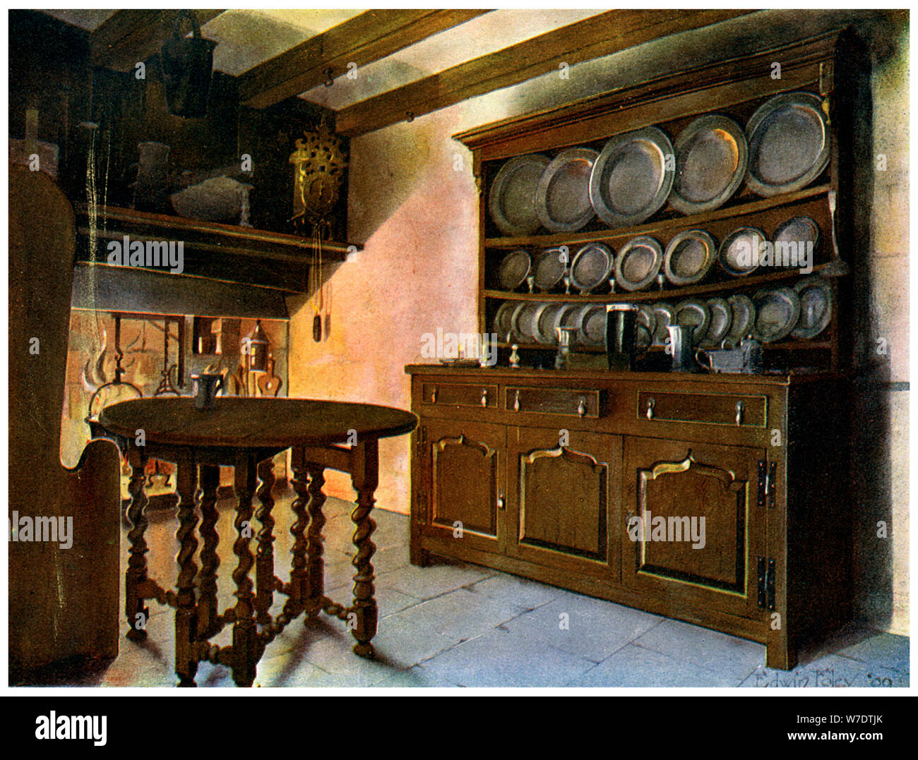 Oak Welsh Dresser 1910 Artist Edwin Foley Stock Photo 262762827