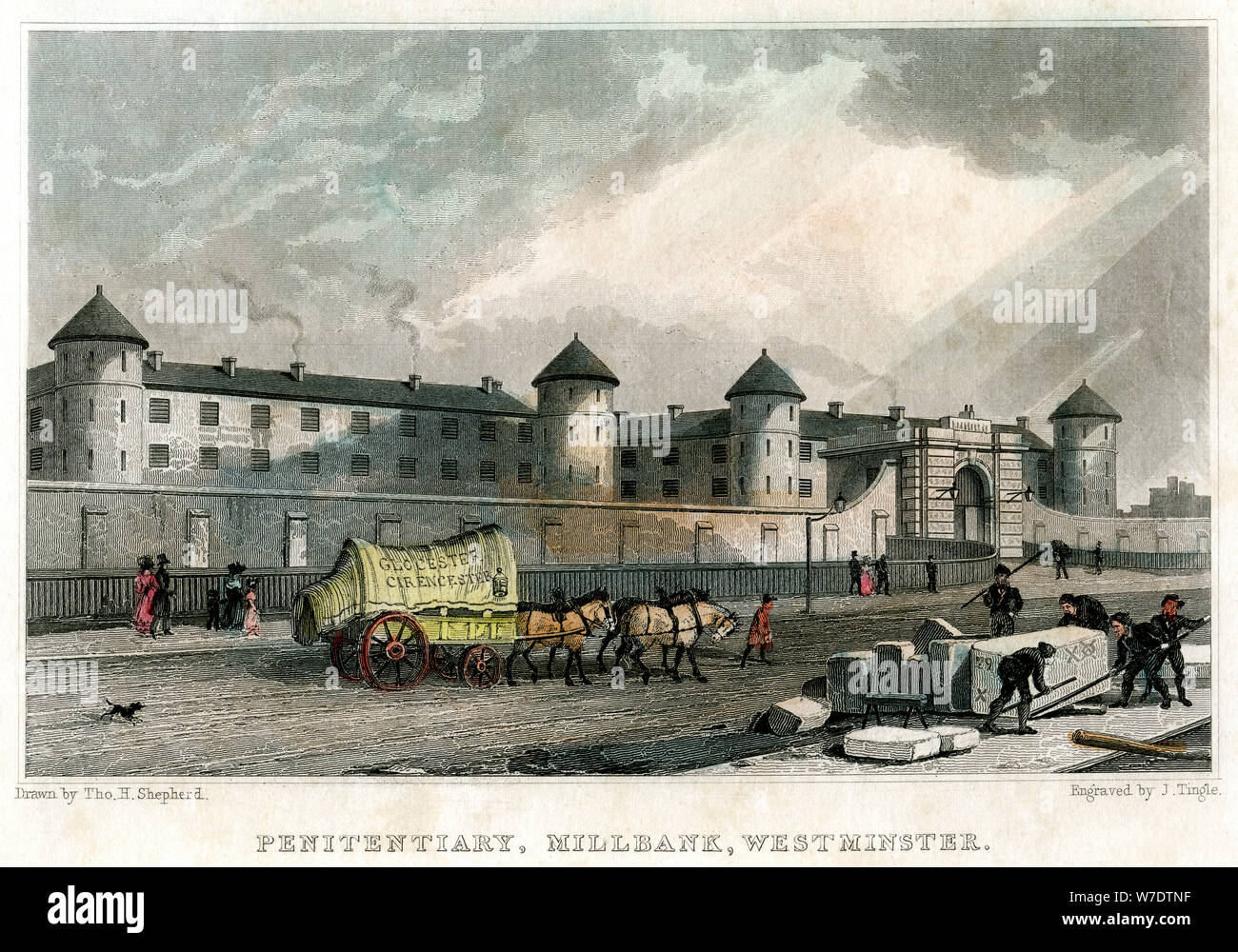Penitentiary, Millbank, Westminster, London, 1829.Artist: J Tingle Stock Photo