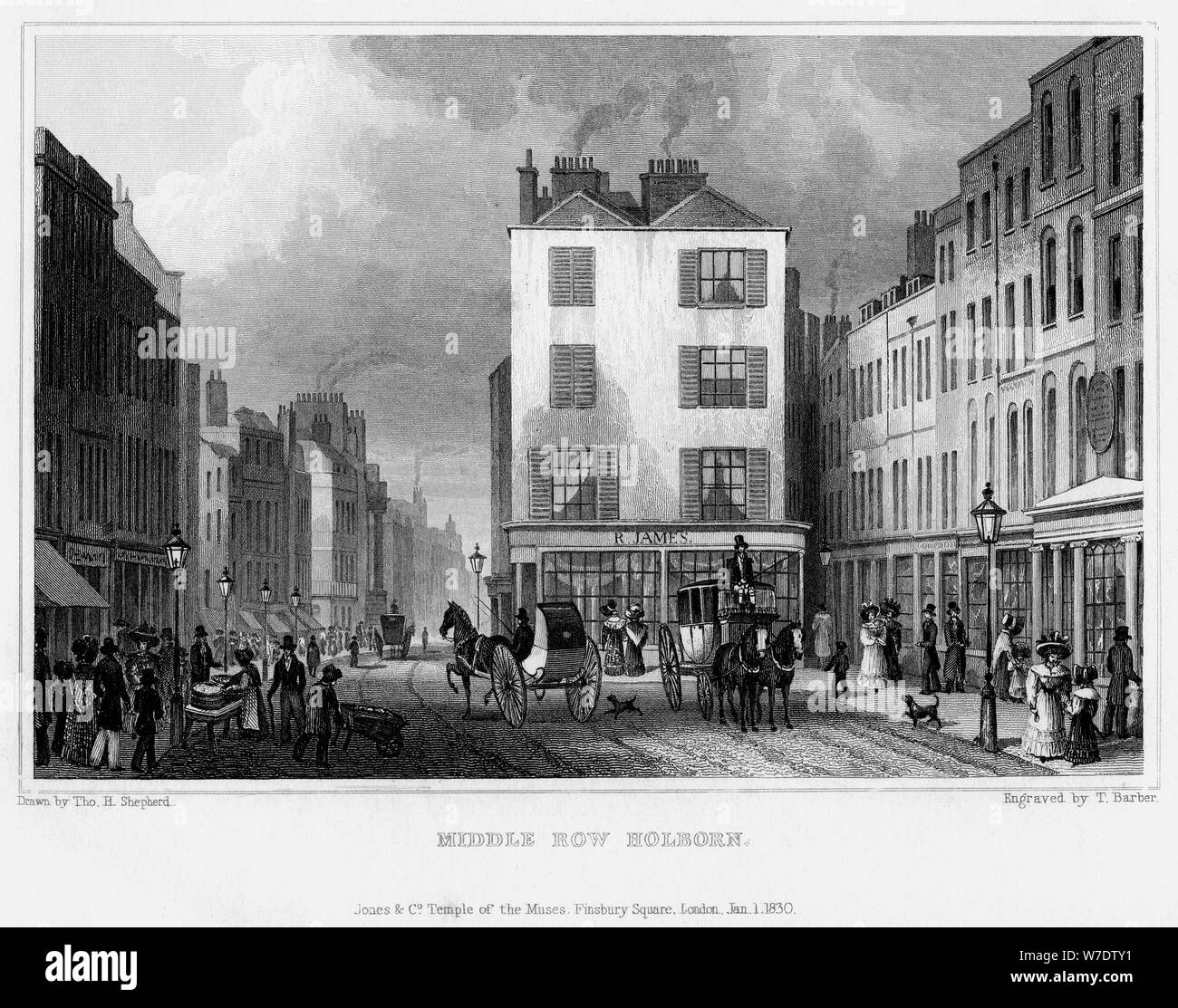Middle Row, Holborn, London, 1830.Artist: Thomas Barber Stock Photo