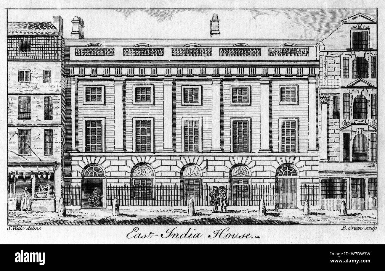 The East India House, City of London, late 18th century.Artist: B Green Stock Photo
