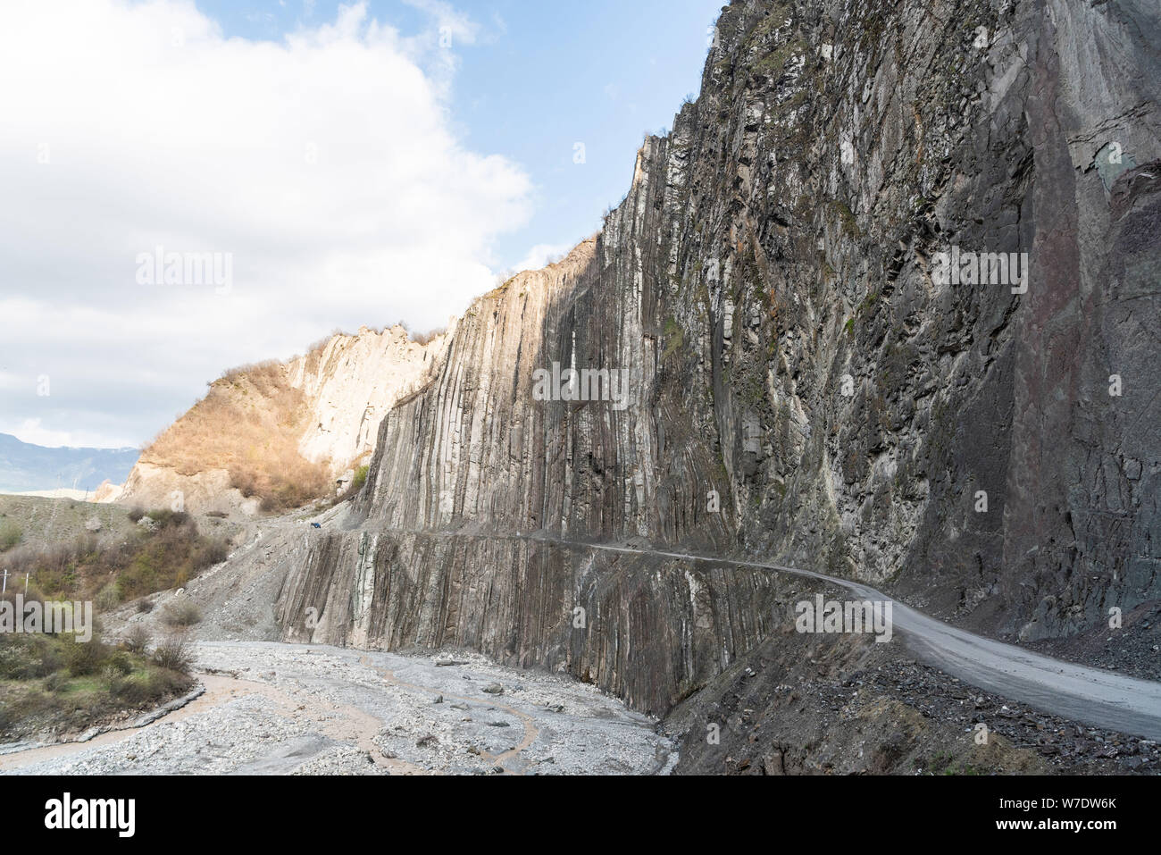 Mountainous road leading to Lahic village in Ismayill region of Azerbaijan. Stock Photo
