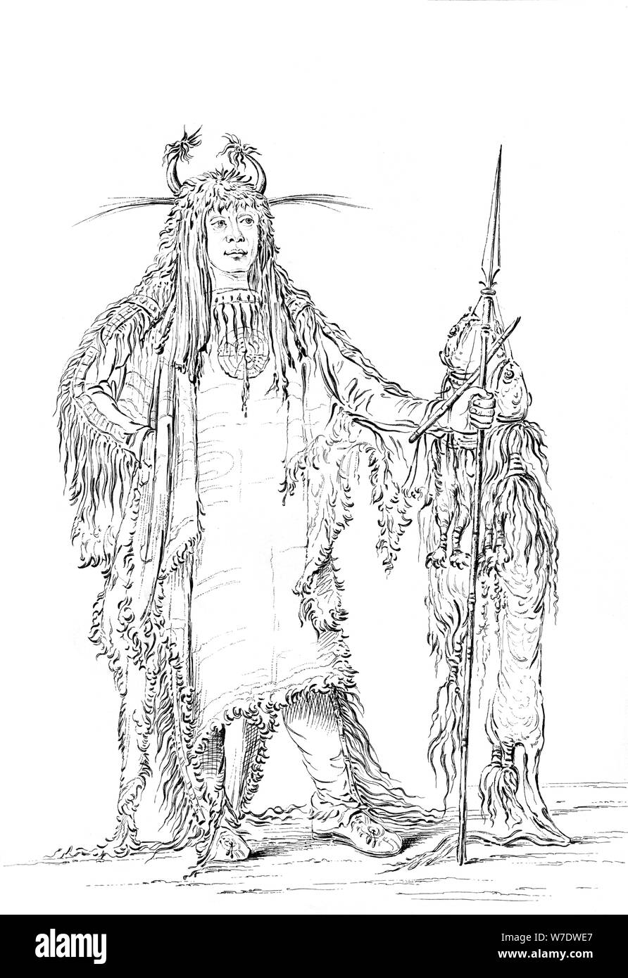 Portrait of 'Eagle Ribs', Native American Man, 1841.Artist: Myers and Co Stock Photo