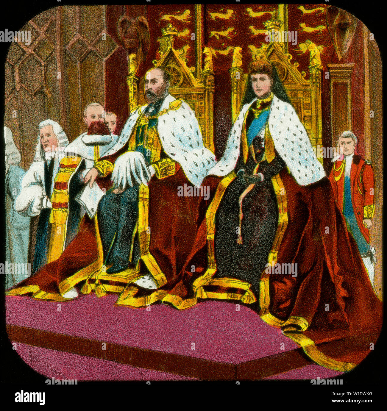 King Edward VII and Queen Alexandra, State Opening of Parliament, Westminster, c1902-1909. Artist: Unknown Stock Photo