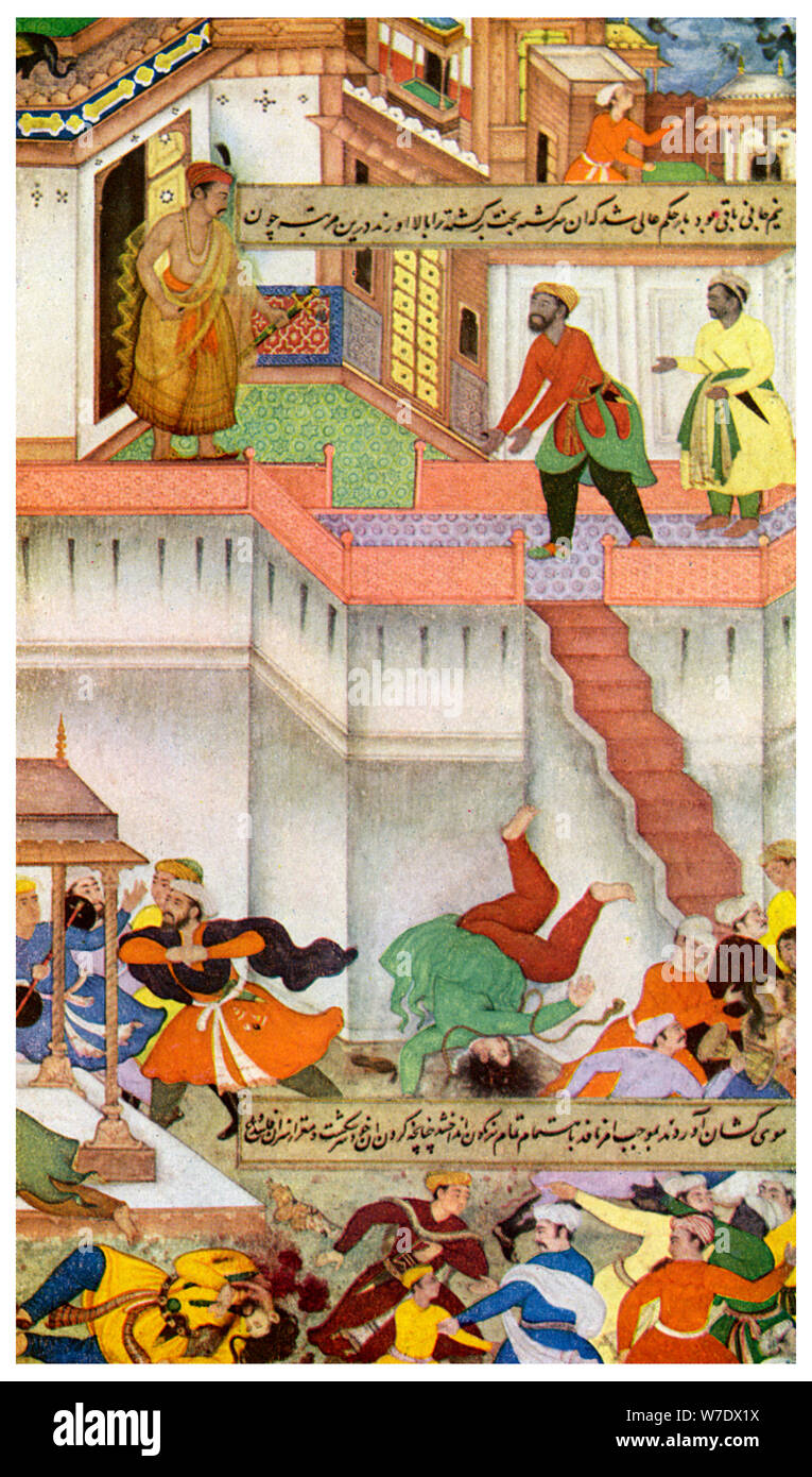 The killing of Adham Khan by Akbar, c1600 (1956). Artist: Unknown Stock Photo