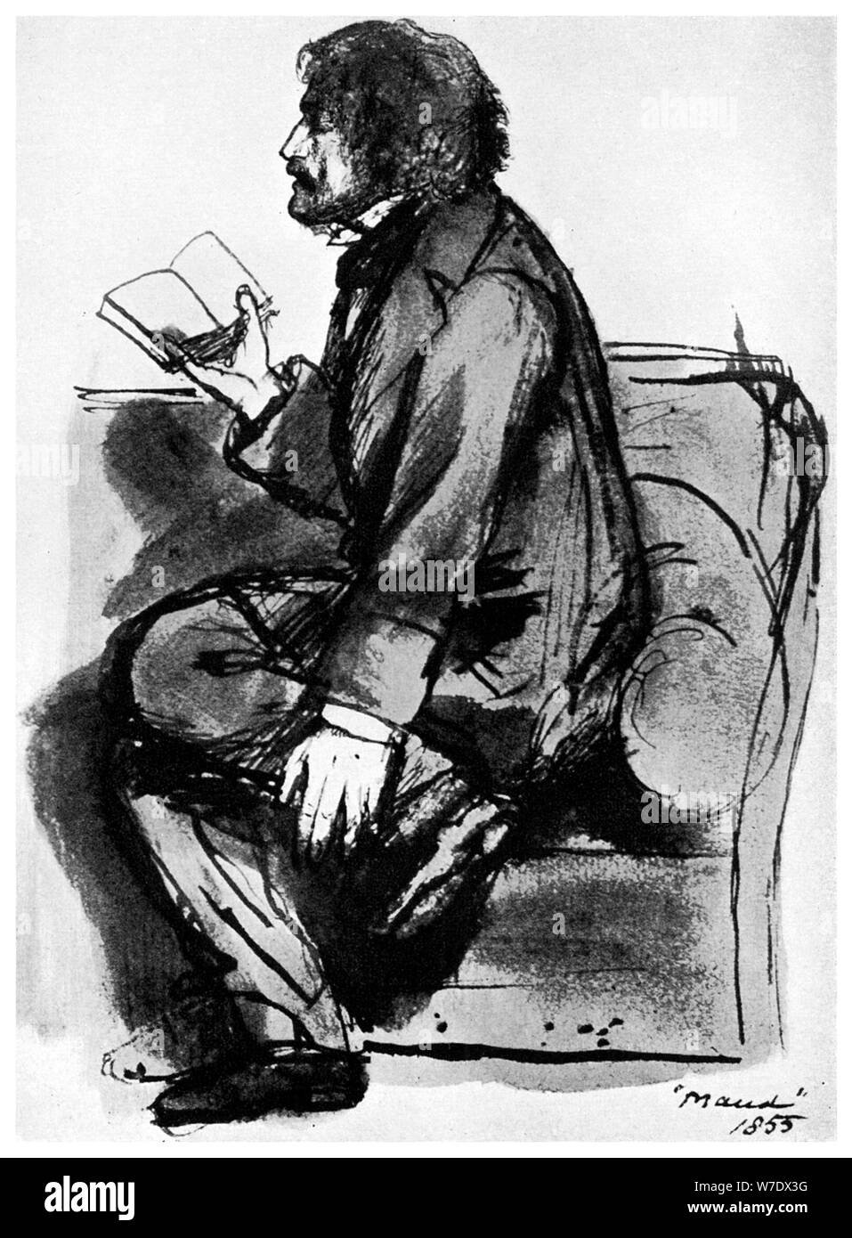 Alfred, Lord Tennyson, British poet, 1855 (1956). Artist: Unknown Stock Photo