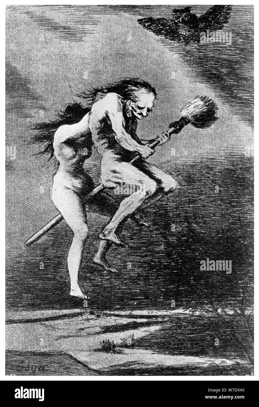 Witch hunt: witches, c1799 (1956). Artist: Unknown Stock Photo