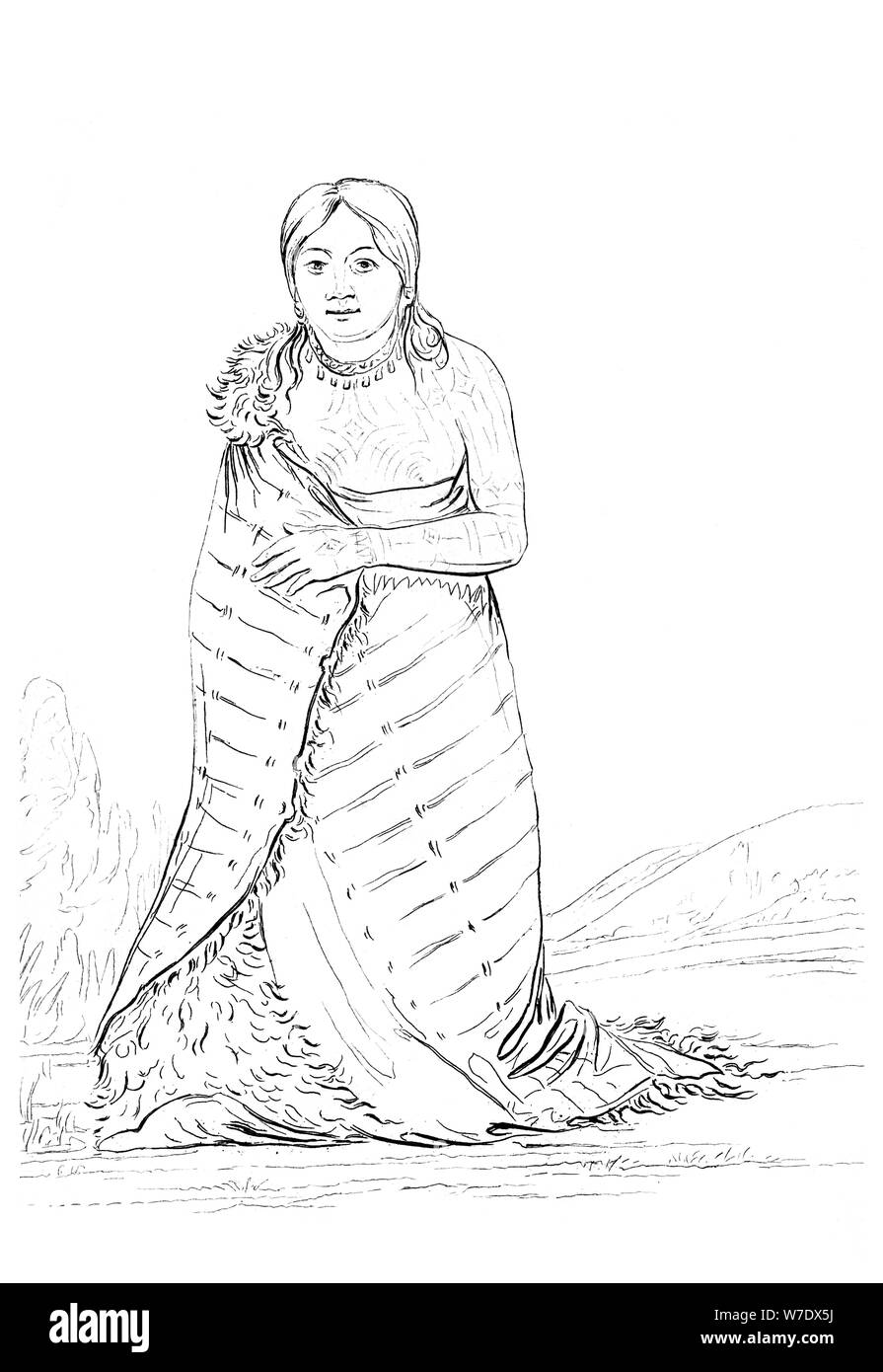 'The Pure Fountain', wife of the chief of the Ponca tribe, 1841.Artist: Myers and Co Stock Photo