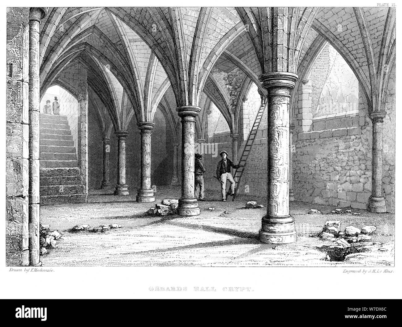 'Gerard's Hall Crypt', City of London, 1886.Artist: JH Le Keux Stock Photo