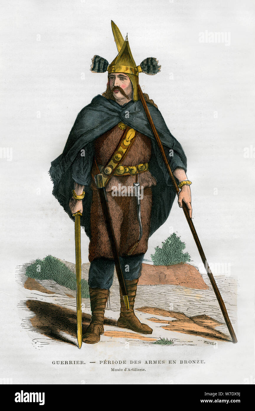 Bronze age warrior, 1882-1884. Artist: A Tauxier Stock Photo